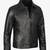 Men biker leather outerwear modern fit black jacket