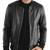 Men's black leather outerwear handcrafted bomber jacket