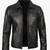 Men's black leather outerwear tailored look belted biker jacket