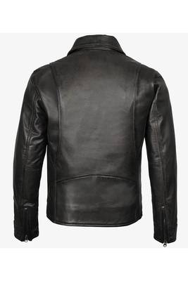 Men's black leather outerwear tailored look belted biker jacket 3
