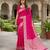 Pink soft silk blend saree with zari weaving meenakari design