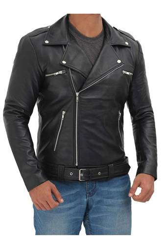 Men's black lambskin leather outerwear street casual style jacket