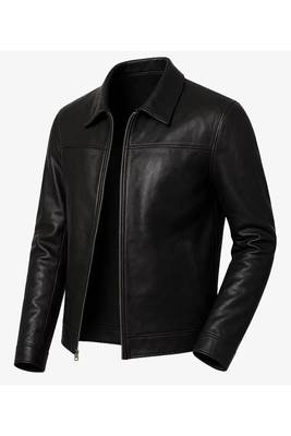 Men's biker black leather outerwear timeless style lmabskin jacket 1
