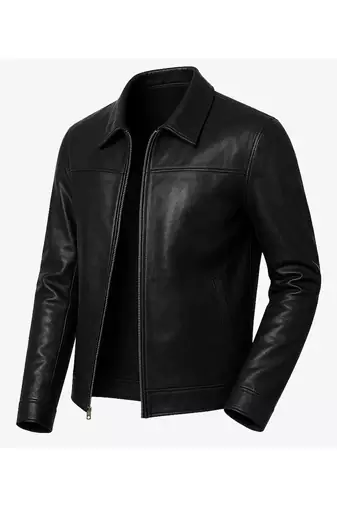Men's biker black leather outerwear timeless style lmabskin jacket