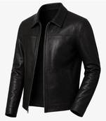 Men's biker black leather outerwear timeless style lmabskin jacket