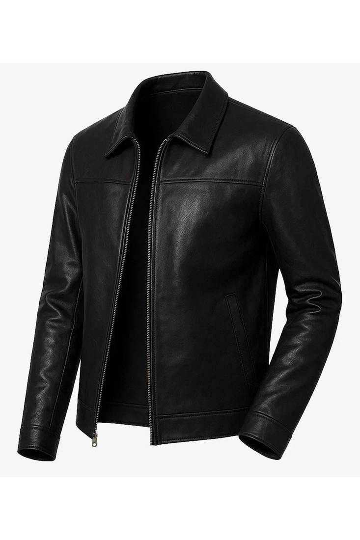 Men's biker black leather outerwear timeless style lmabskin jacket