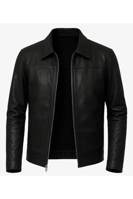 Men's biker black leather outerwear timeless style lmabskin jacket 2