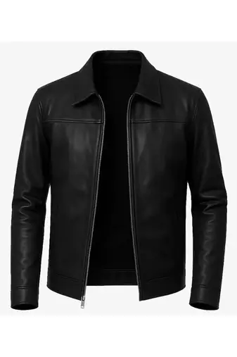 Men's biker black leather outerwear timeless style lmabskin jacket