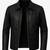 Men's biker black leather outerwear timeless style lmabskin jacket
