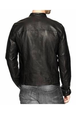 Men's black leather outerwear minimal design real lambskin jacket 2