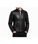 Men black leather outerwear premium quality biker jacket