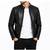 Men black leather outerwear premium quality biker jacket