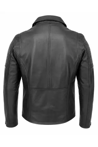 Men's black leather outerwear designer style genuine biker jacket