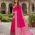 Pink soft silk blend saree with zari weaving meenakari design