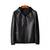 Men's black genuine  leather outerwear daily wear hoodies jacket
