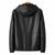 Men's black genuine  leather outerwear daily wear hoodies jacket