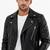 Men's biker black genuine leather silver zip premium finish jacket