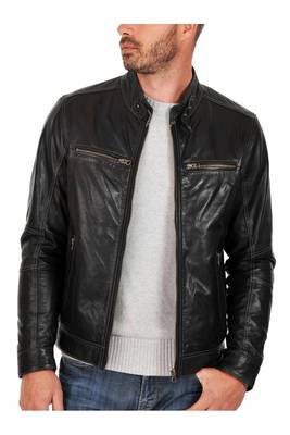 Men's black leather real lambskin everyday casual wear biker jacket 1