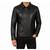 Men's black genuine leather fashion outerwear casual style jacket