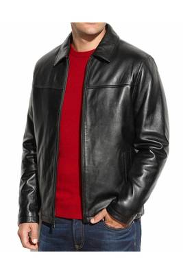 Men black leather genine lambskin casual style daily wear jacket 1