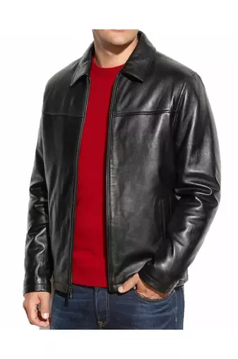 Men black leather genine lambskin casual style daily wear jacket