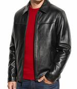 Men black leather genine lambskin casual style daily wear jacket