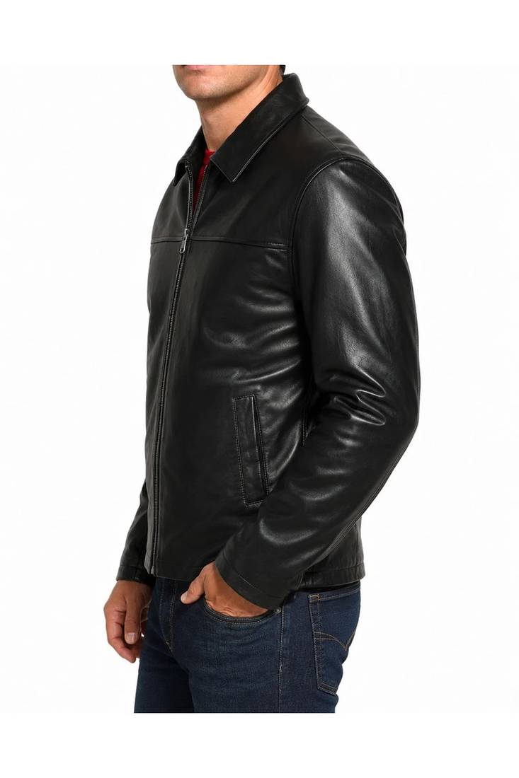 Men black leather genine lambskin casual style daily wear jacket