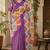Cream & purple linen geomatric block digital print bollywood saree