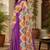 Cream & purple linen geomatric block digital print bollywood saree