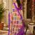 Cream & purple linen geomatric block digital print bollywood saree