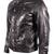 Men's genuine black leather modern fit buttoned jeans jacket