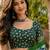 Cream & green linen geomatric & abstract grid digital print bollywood saree