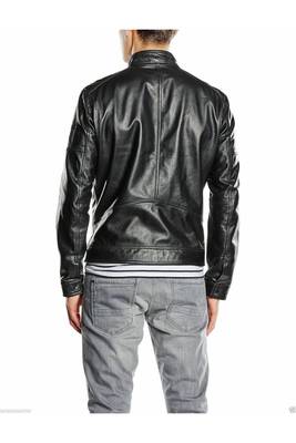 Men's black leather tailored look genuine lambskin jacket 2