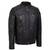 Men's black leather gunmetal zip timeless style casual jacket