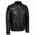 Men's black leather gunmetal zip timeless style casual jacket