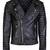 Men black genuine leather silver zip motorcycle style biker jacket