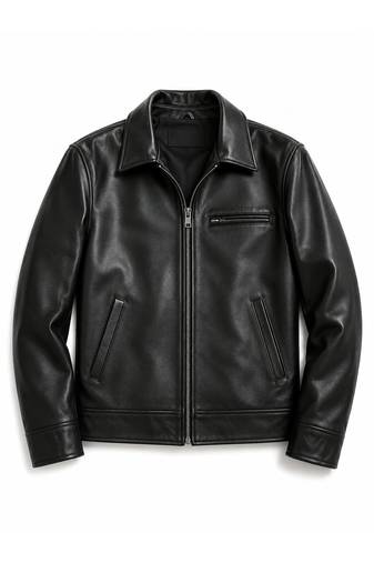Men's black leather minimal designgenuine lambskin casual jacket