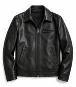 Men's black leather minimal designgenuine lambskin casual jacket