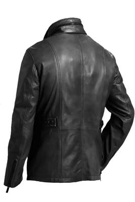 Men's black leather designer style lambskin genuine coat jacket 2