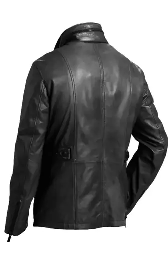 Men's black leather designer style lambskin genuine coat jacket