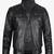 Men's biker black leather urban fashion casual bomber zip jacket