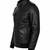 Men's black genuine leather daily wear flap pocket style bomer jacket