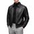Men black leather signature look real geuine 80's style elastic jacket