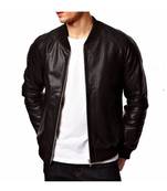 Men's black leather classic design genuine lambskin bomber jacket