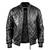 Men's black genuine leather fashion outerwear full quilted bomber jacket