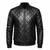 Men's black genuine leather fashion outerwear full quilted bomber jacket