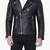 Men's black genuine leather modern fit moto biker jacket