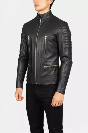 Men's moto black genuine leather handcrafted biker jacket