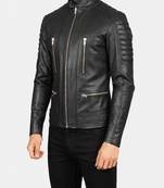 Men's moto black genuine leather handcrafted biker jacket