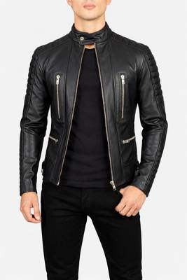 Men's moto black genuine leather handcrafted biker jacket 2